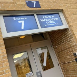 coronavirus vaccine clinic doors